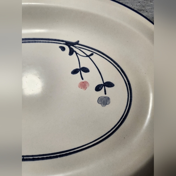Pfaltzgraff Windsong Pattern Oval Serving Platter 14" #16  USA Blue Pink Flower - Picture 3 of 7